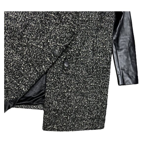 Kenneth Cole New York Wool Blend Faux Leather Luxury Designer Winter Coat Medium - Picture 2 of 5